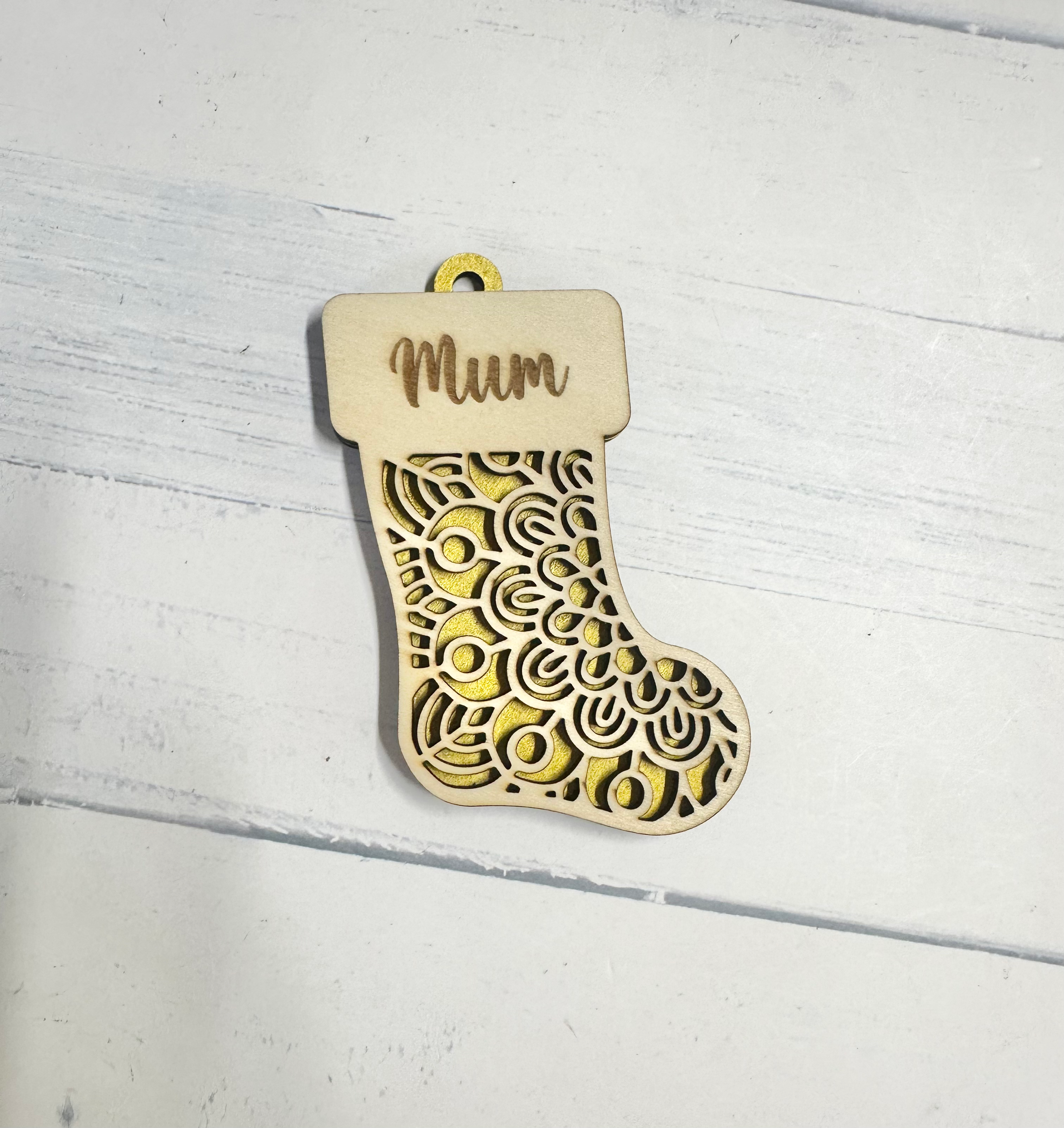 MUM Stocking Christmas Bauble