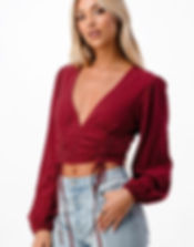 V Neck Scrunch Tie Top