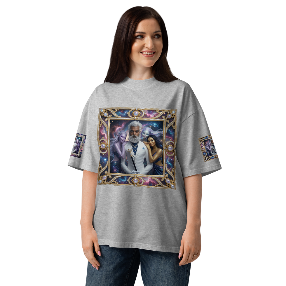 Thumbnail: OBSTACLES Unisex organic oversized high neck ROCK MERCURY t-shirt
