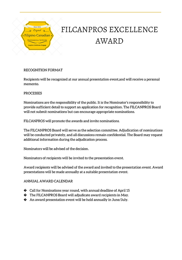 filipino canadian canada awards excellence recognition celebrate success business professional citizenship achievements