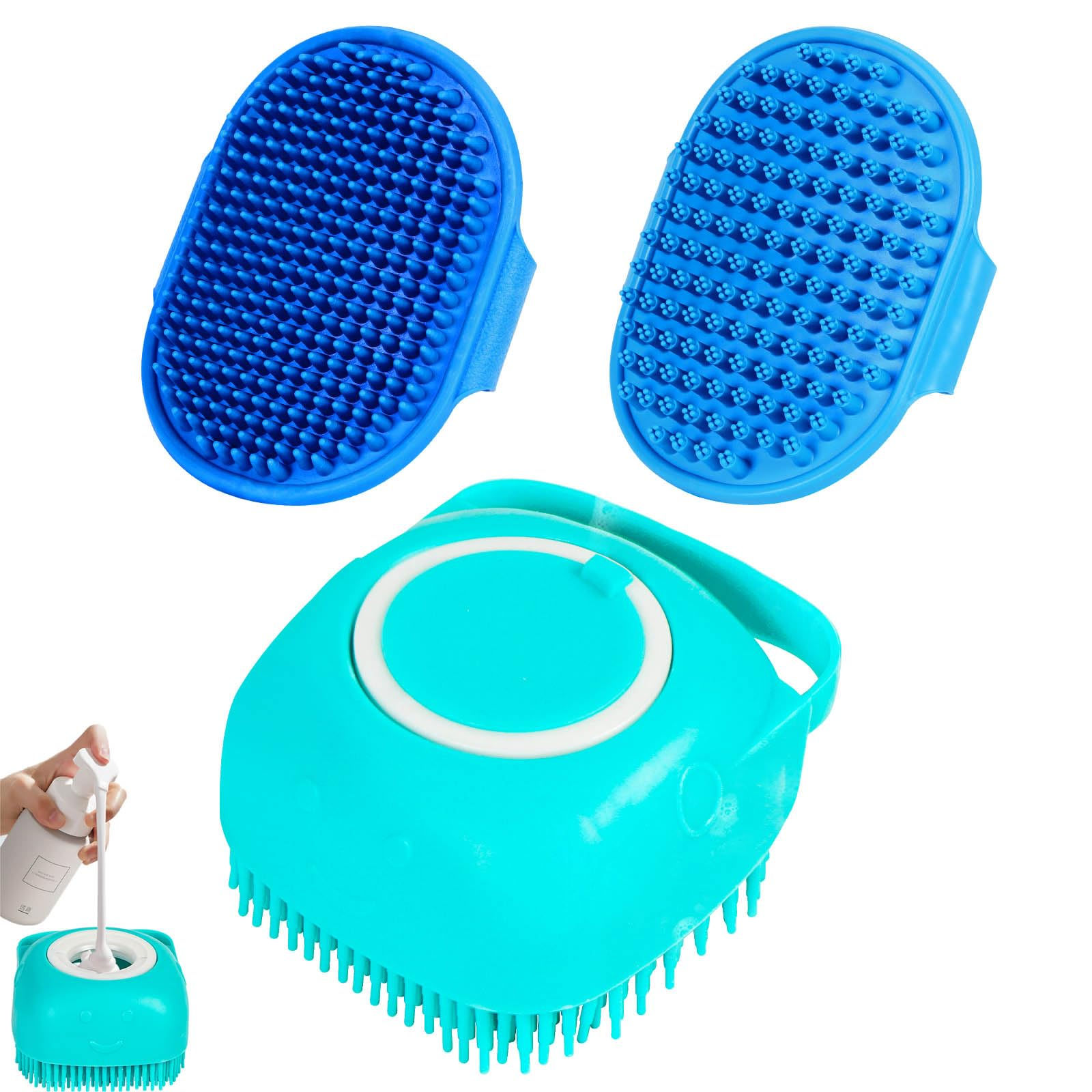 Petteamers 3PCS Dog Shampoo Brush | Dog Bath Brush | Dog Scrubber for Bath | Dog
