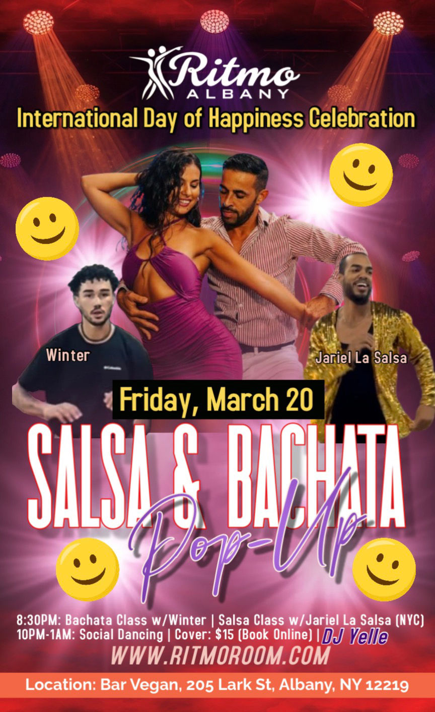 Salsa & Bachata Pop-Up Friday at Bar Vegan: International Day of Happiness Celebration!
