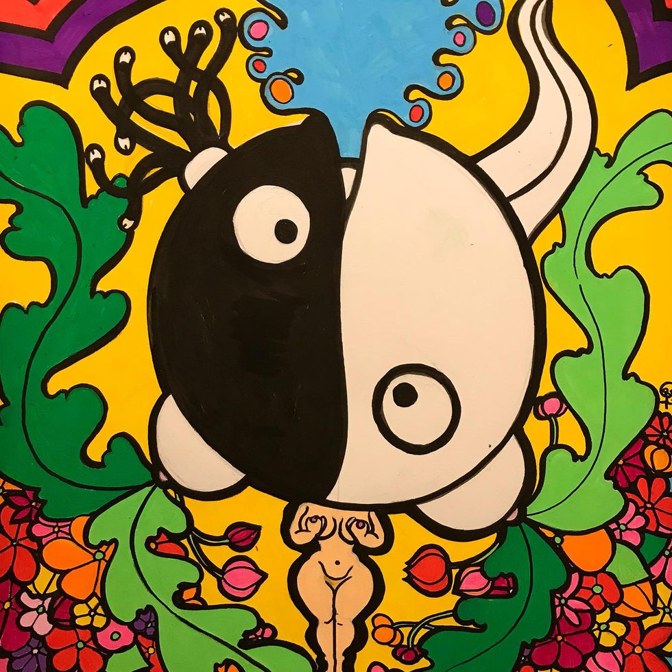 Yin, Yang, personnage, équilibre, fleur, orgasmique