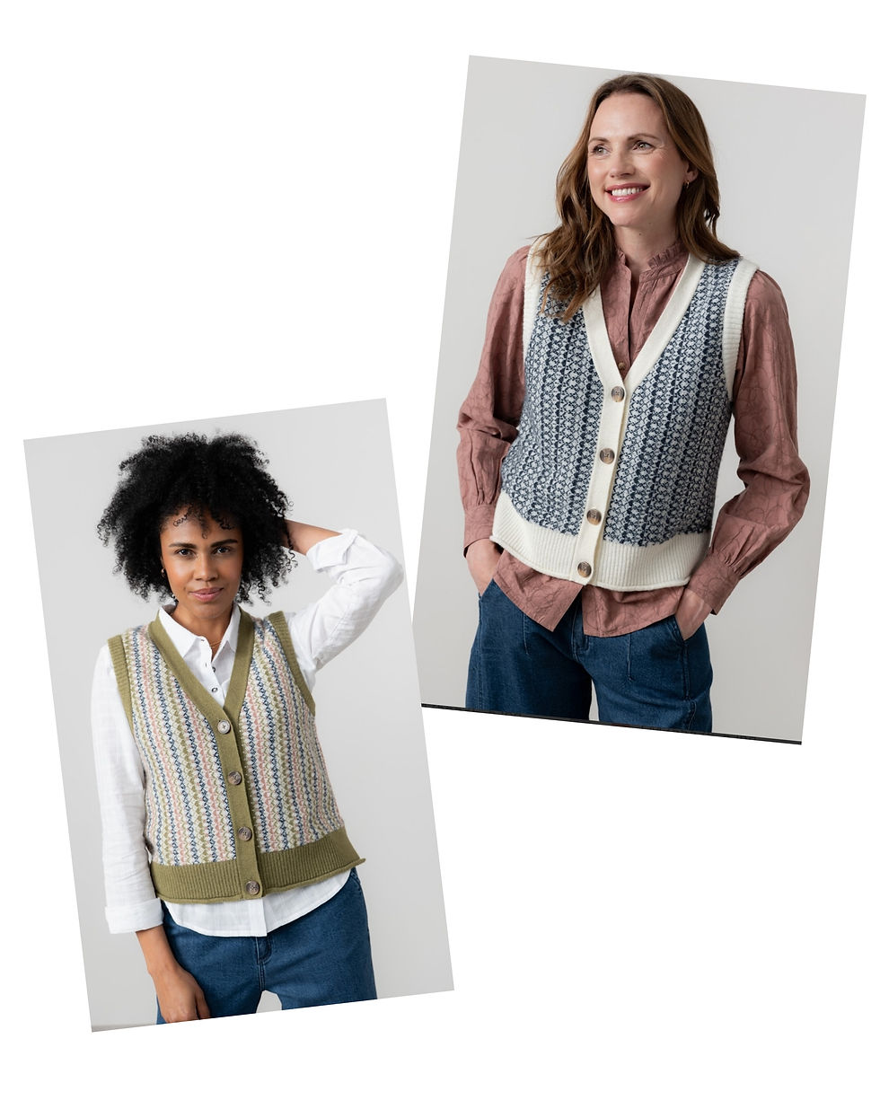 Lily And Me Gywenth Fair Isle Tank Top Ecru Moss