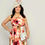 Thumbnail: Ax Paris Peach Smudge Print One Shoulder Cut Out Pleated Midi Dress Size 16 