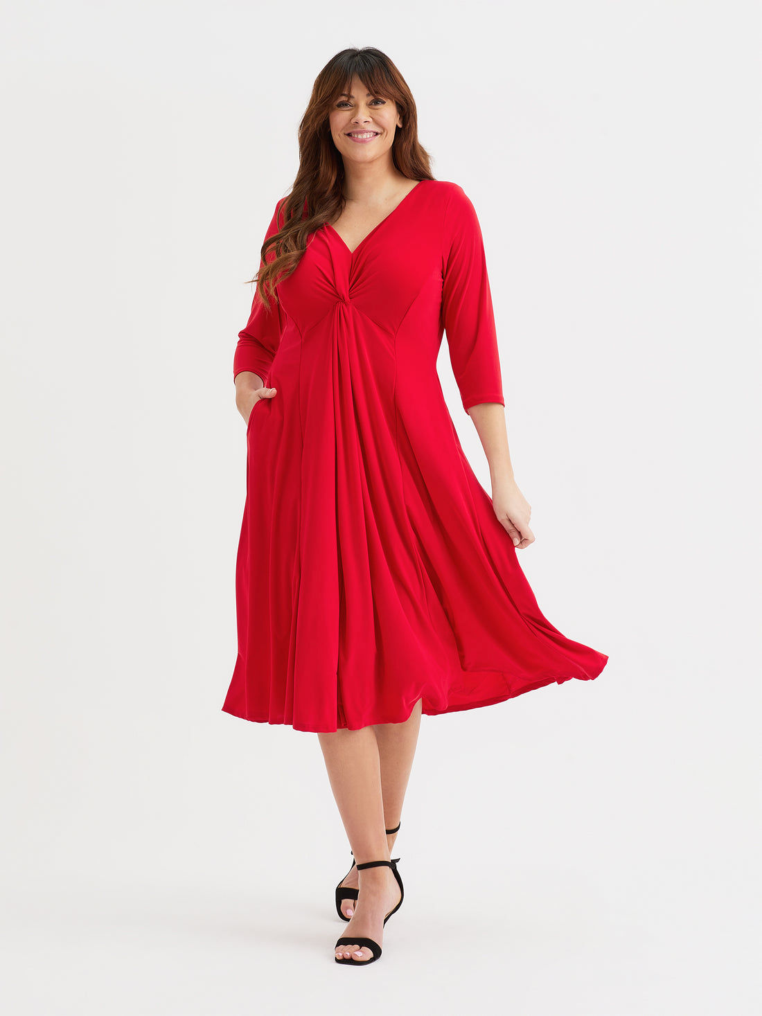 Scarlett And Jo Claudia Scarlet Red Jersey Knot Front Dress