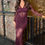 Thumbnail: Ax Paris Plum Lace Overlay Ruched Bodycon Midi Dress