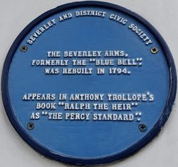 Trollope blue plaque, Beverley Arms Hotel