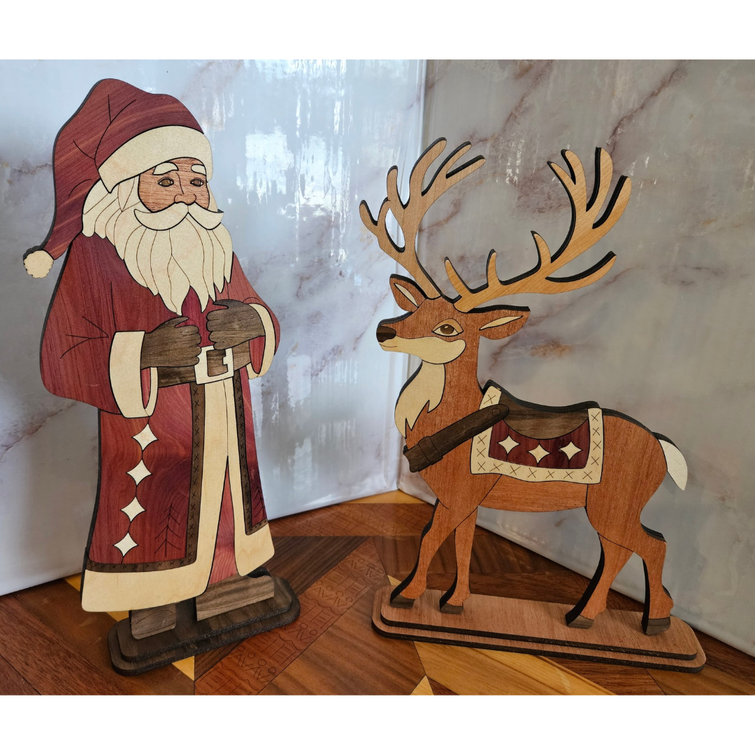 Vintage Santa and Reindeer Set