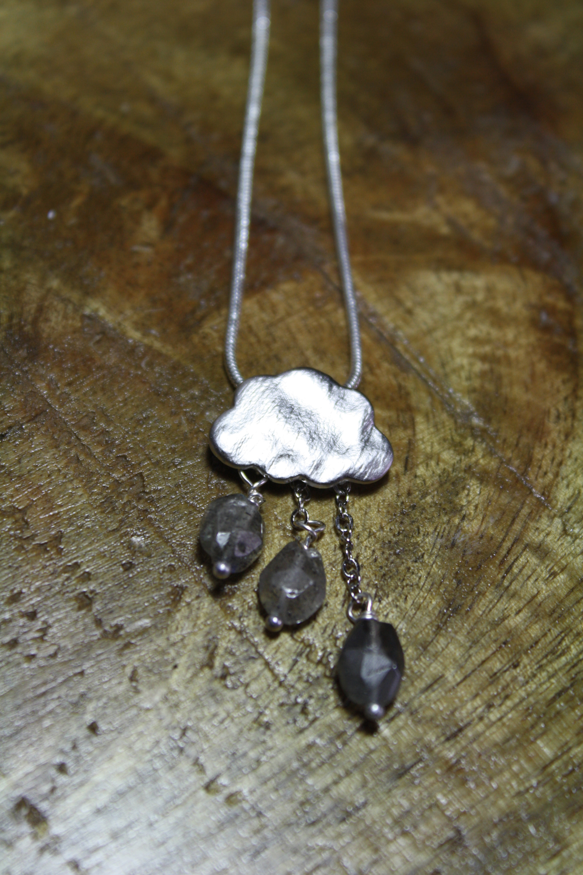 silver rain cloud necklace