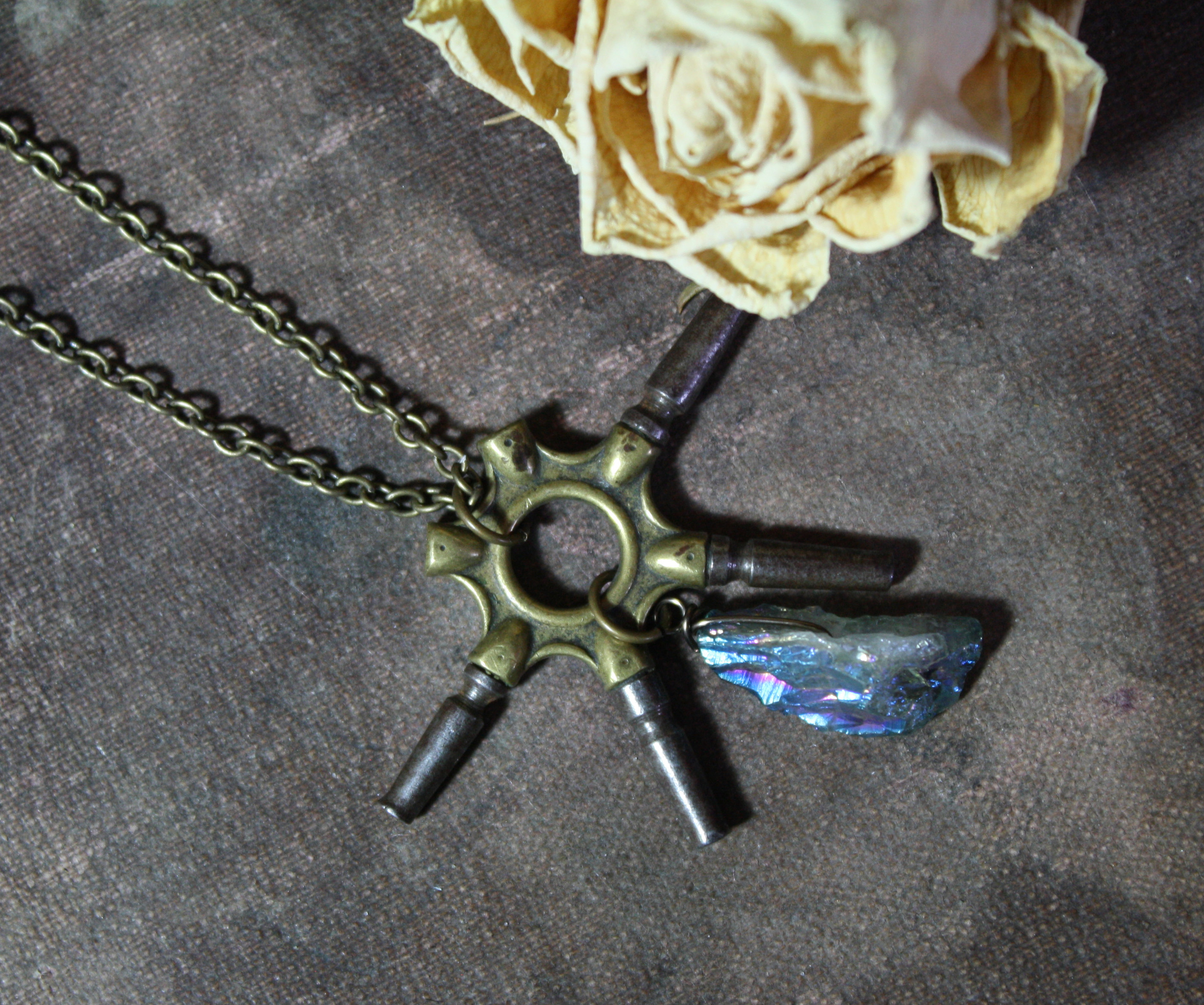 Steampunk Clock Key Necklace