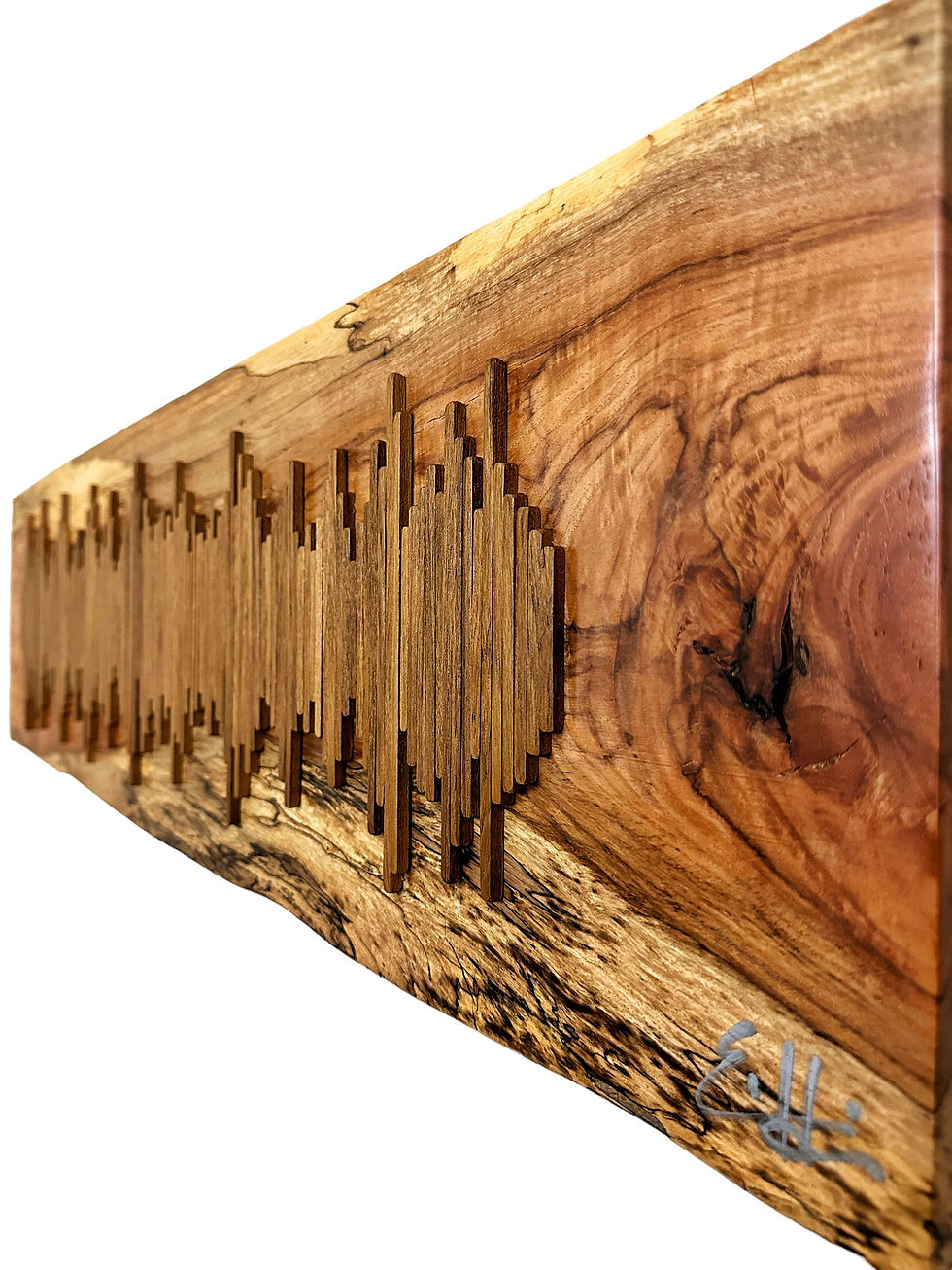 Thumbnail: Hand Milled Teak Soundwave on Spalted Texas Pecan