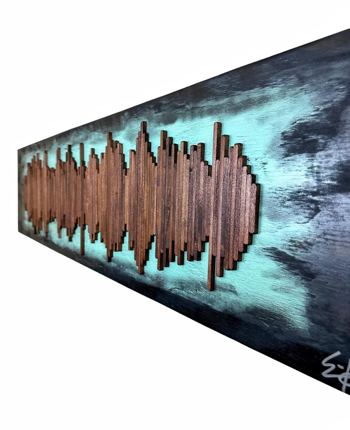 Mahogany Stained Soundwave on Weathered Backing Board