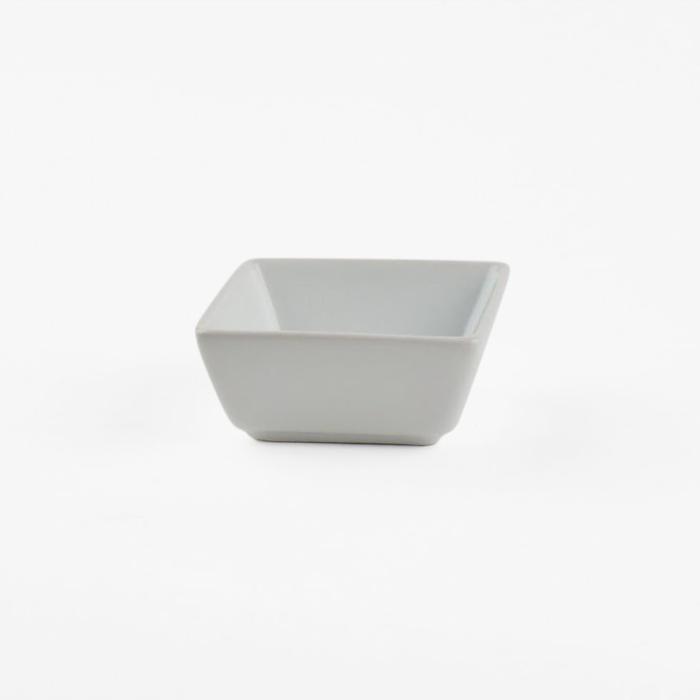 Fine white china square sauce dish, 3 inch