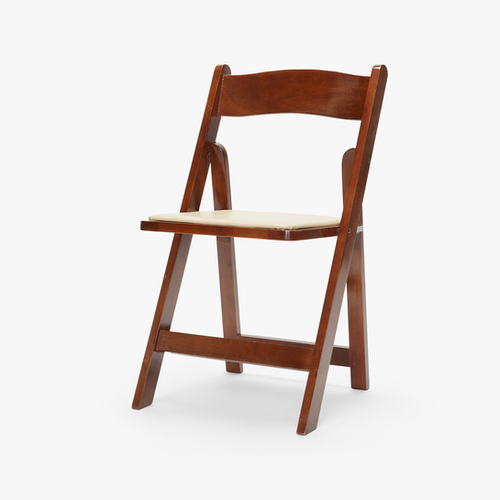 Folding Chair Padded Seat, Fruitwood | La Piñata Party Rentals