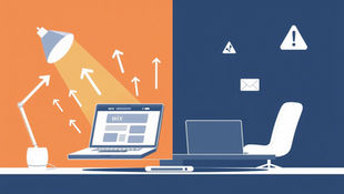 Balanced illustration of a business owner assessing Wix pros and cons, with a split composition showing advantages and limitations