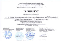 Сертификат Одарённость-стратегия инновационного развития
