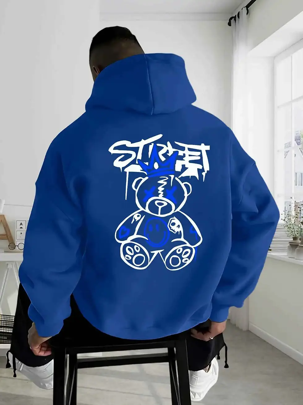 Thumbnail: Men’s Bear, Letter Print Hoodie