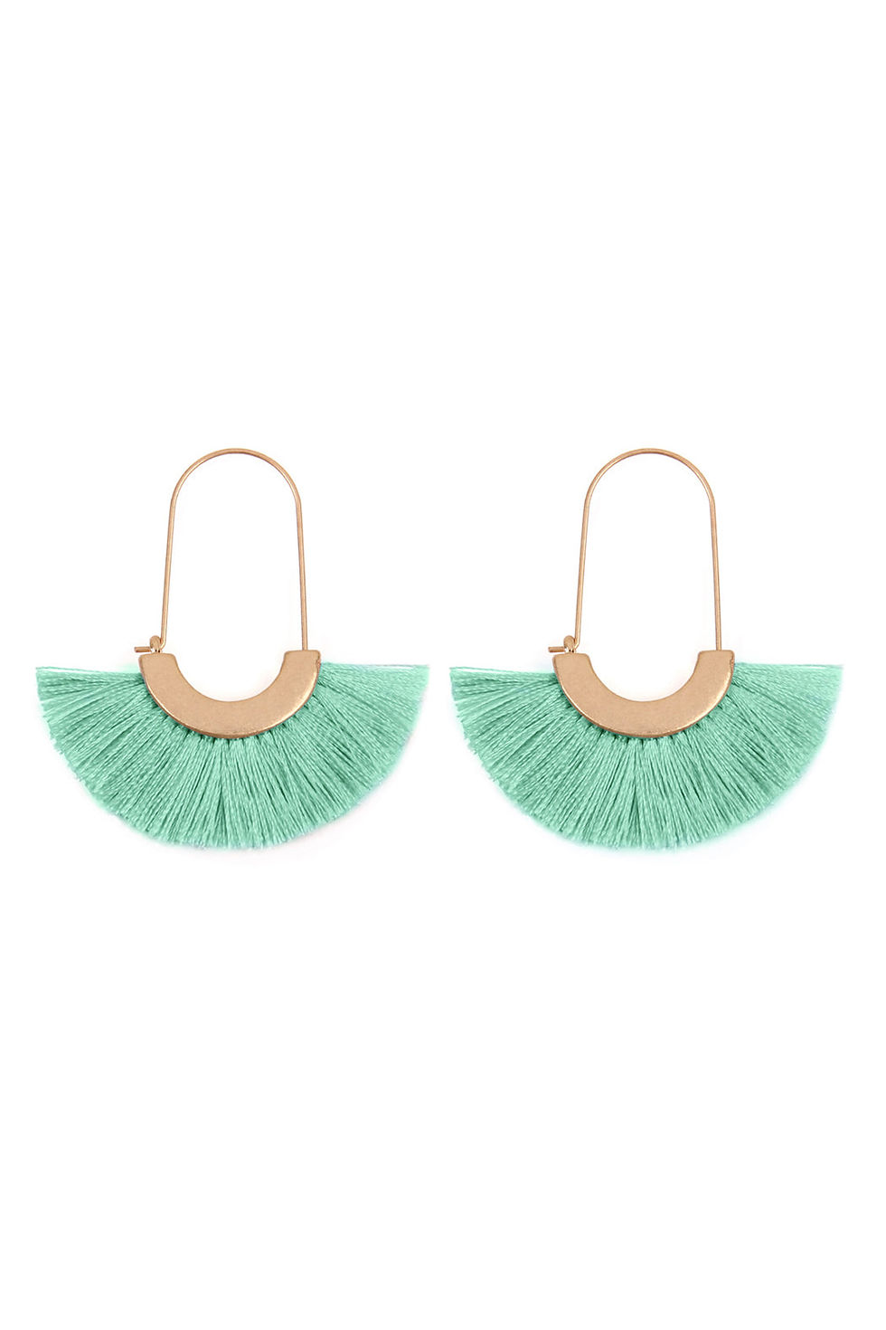 Thumbnail: Mye1038 - Fan Shape Drop Hoop Earrings
