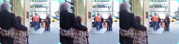 2013_10_xx Brian May and Paula Fleming on street from back NYC walking to Strand bookstore
