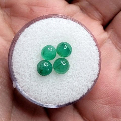 Natural Emerald Cabochons - Round - Flat Back - 5mm