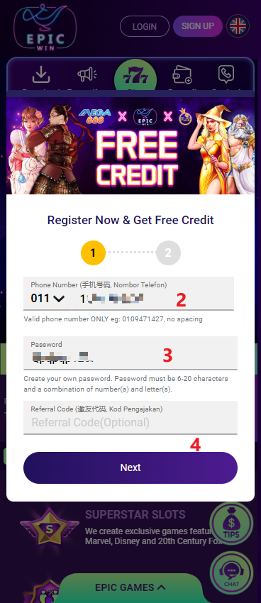 Step 1 - Sign Up as New Member at EpicWin (Part 2)