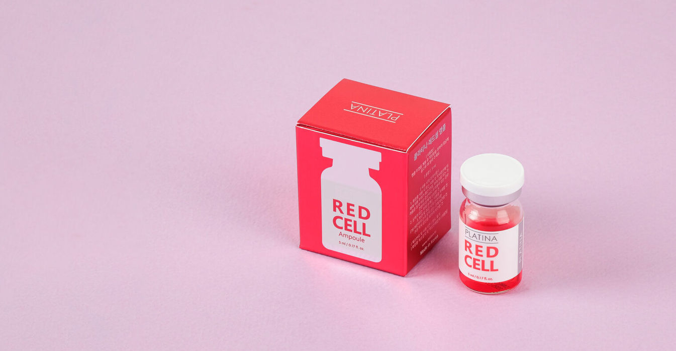 Platina Glutathion Red Cell Side View and One Vial and Box