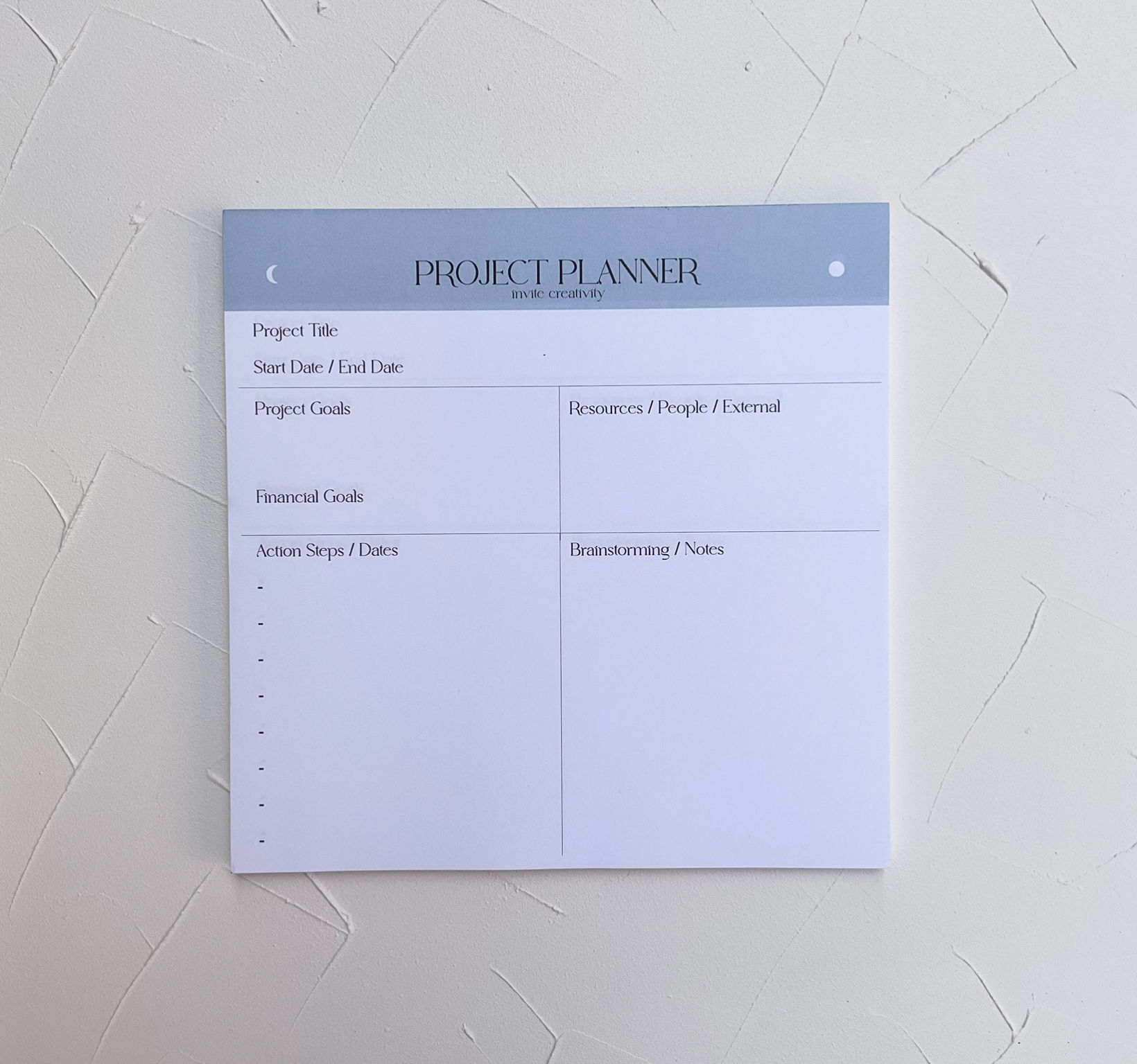52 Sayfa Proje Planlayıcısı I Project Planner Notepad
