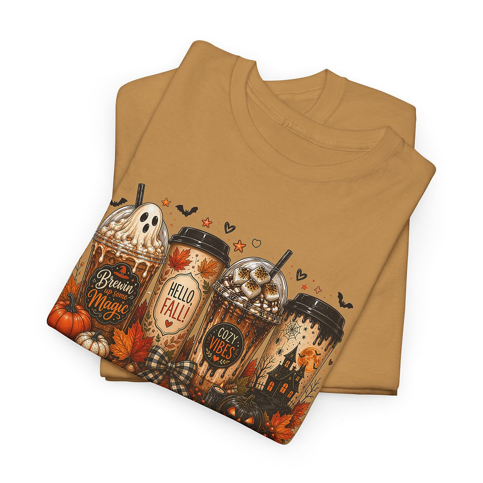 Thumbnail: Autumn Leaves & Coffee Tee — Cozy Fall Pumpkin Coffee Shirt