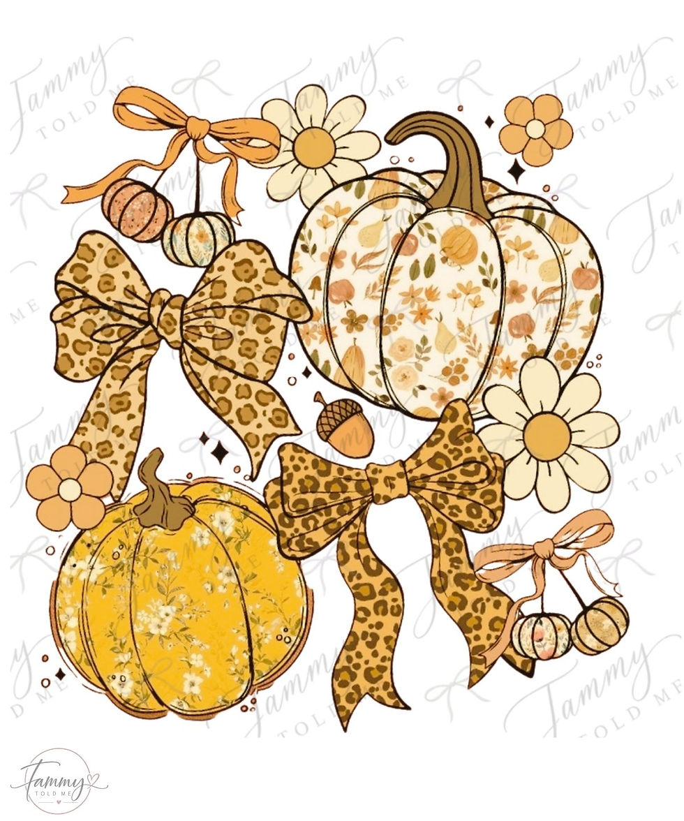 Leopard Pumpkins & Bows PNG digital download design