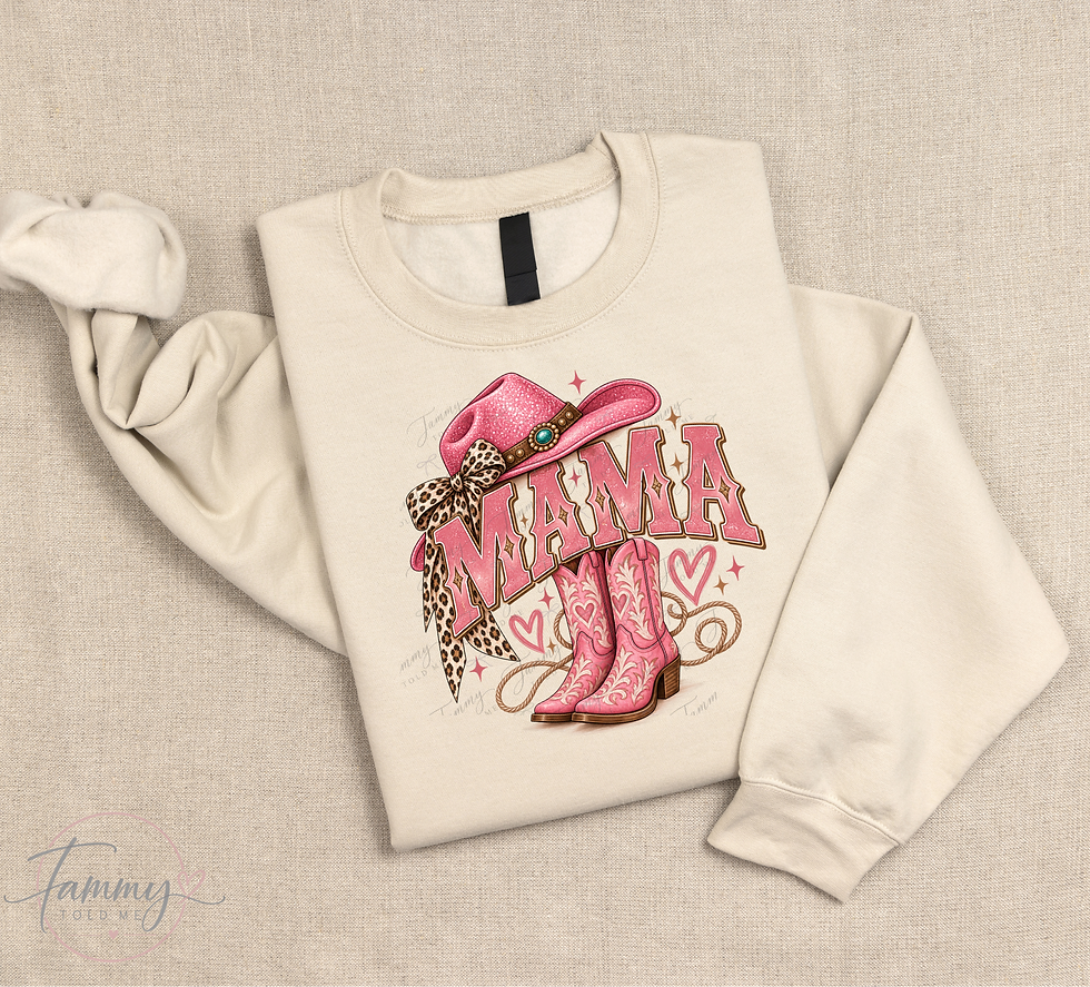 Mama Pink Cowgirl PNG digital download design