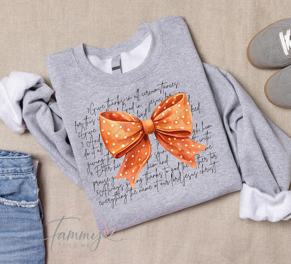 Give Thanks Scripture Bow PNG digital download design