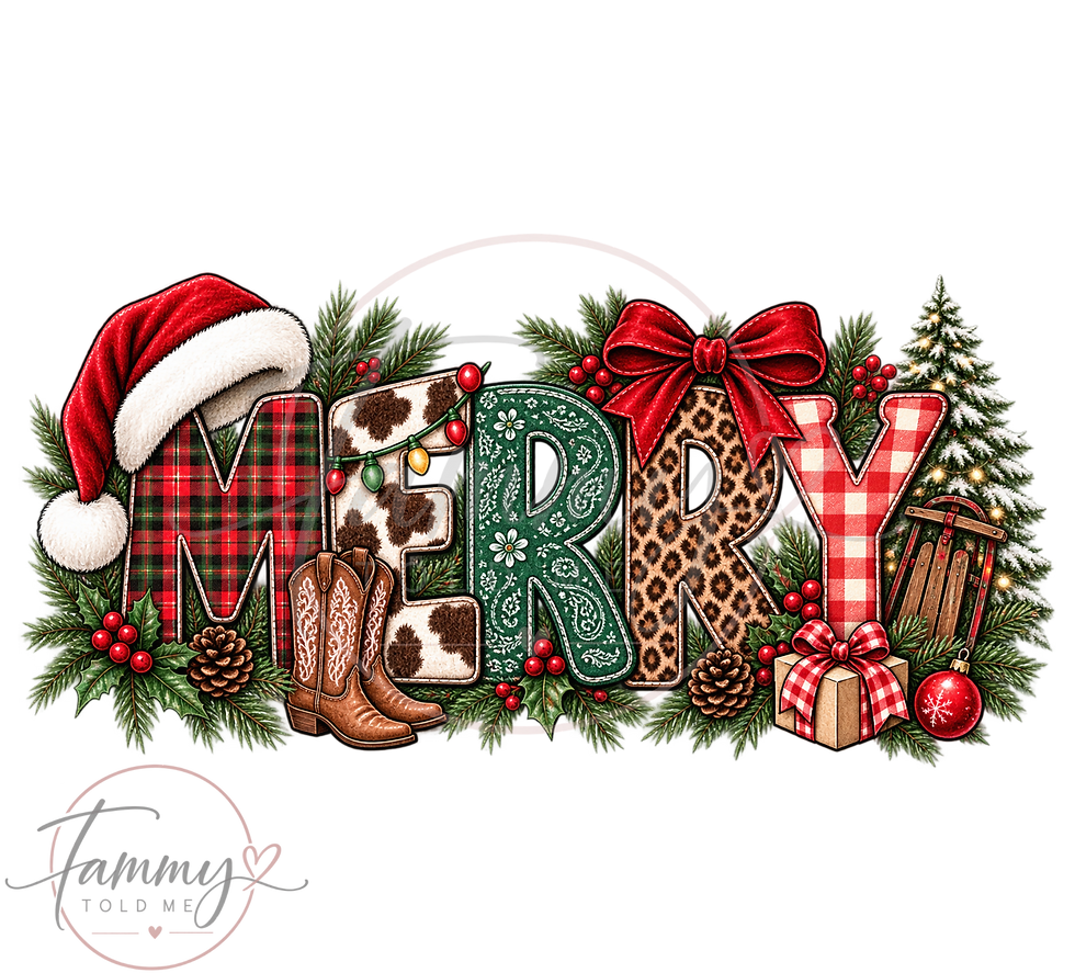 Merry Western Christmas PNG digital download design