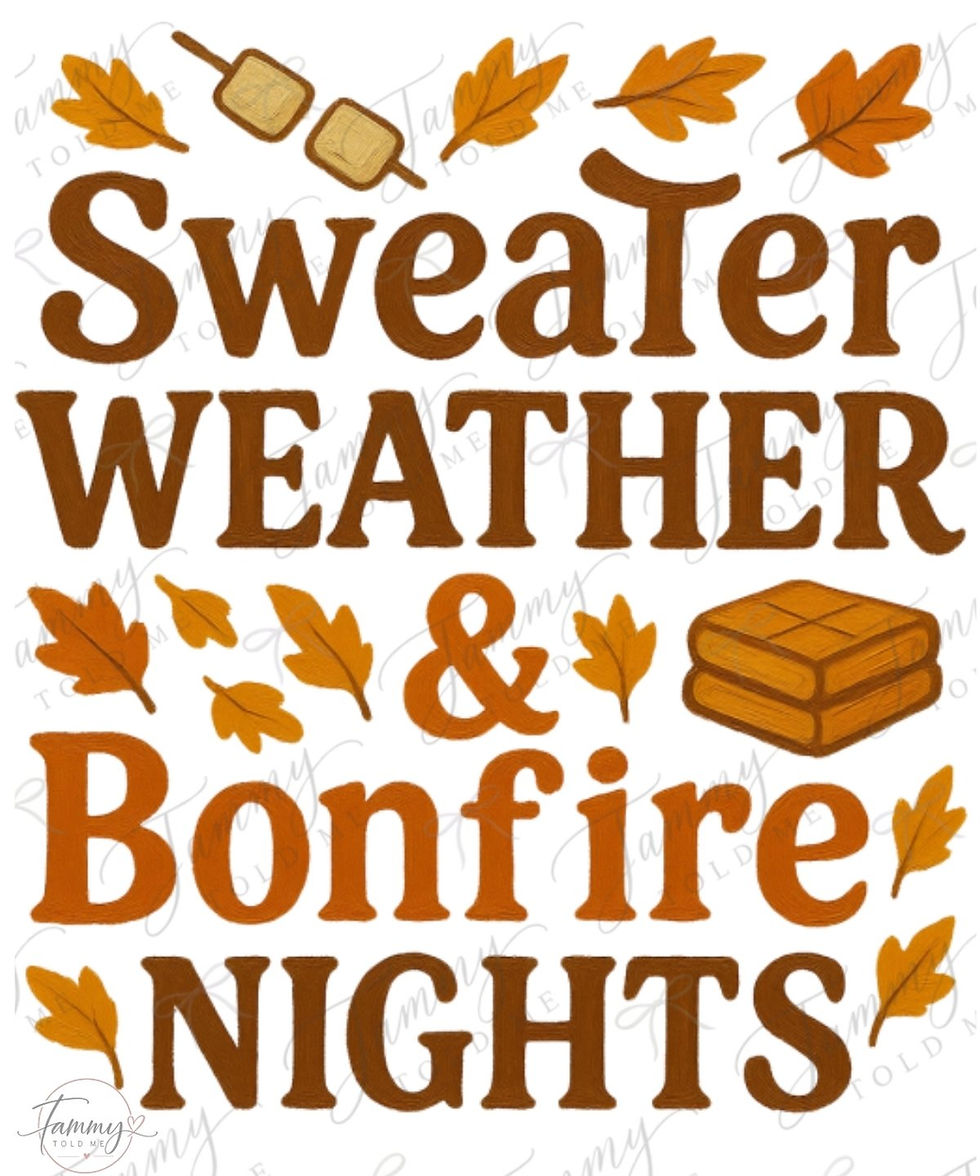 Sweater Weather & Bonfire Nights PNG digital download design
