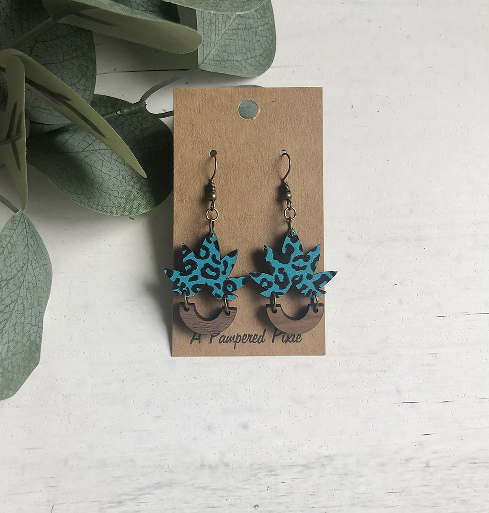 Wood earrings-leopard plant