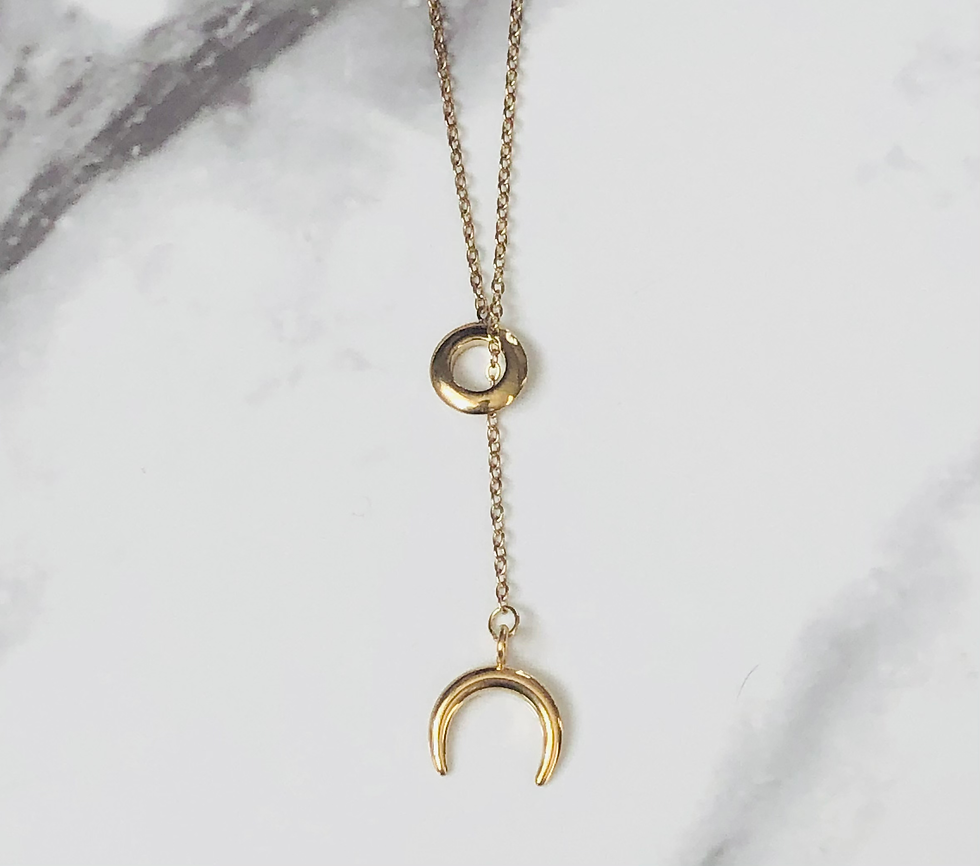 Moon lariat necklace-gold