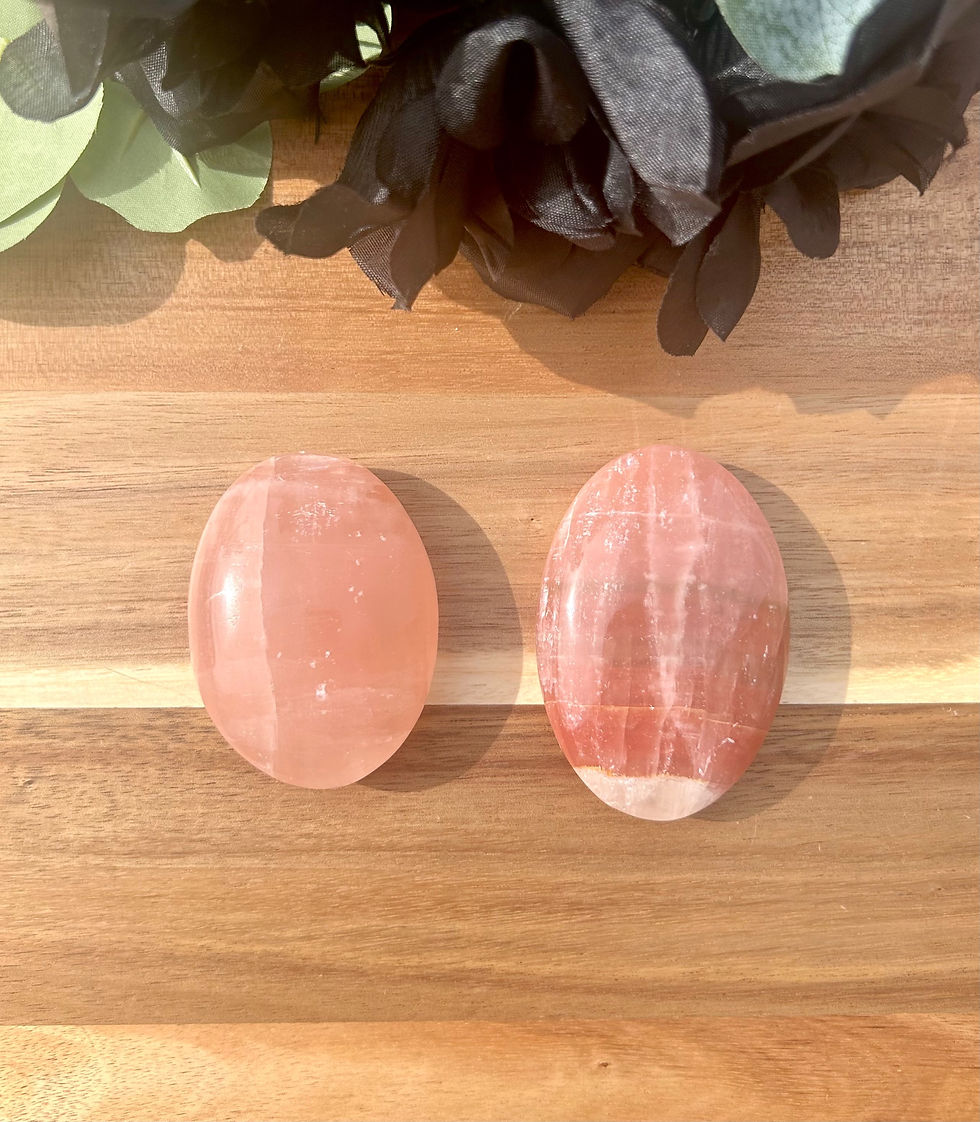 Natural rose calcite palm stone-choose your own