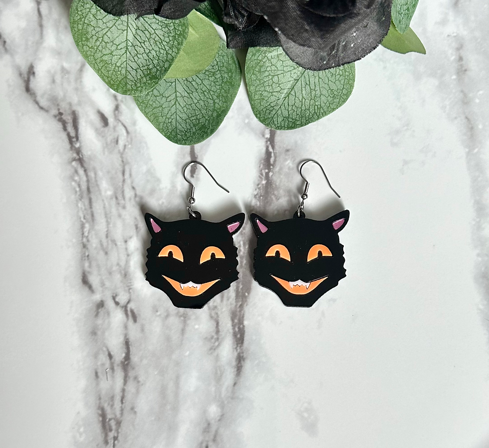 Acrylic retro cat earrings