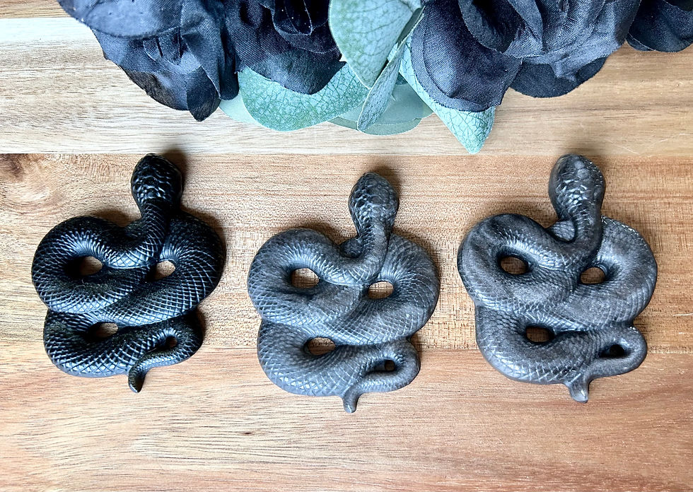 Natural sheen obsidian snake