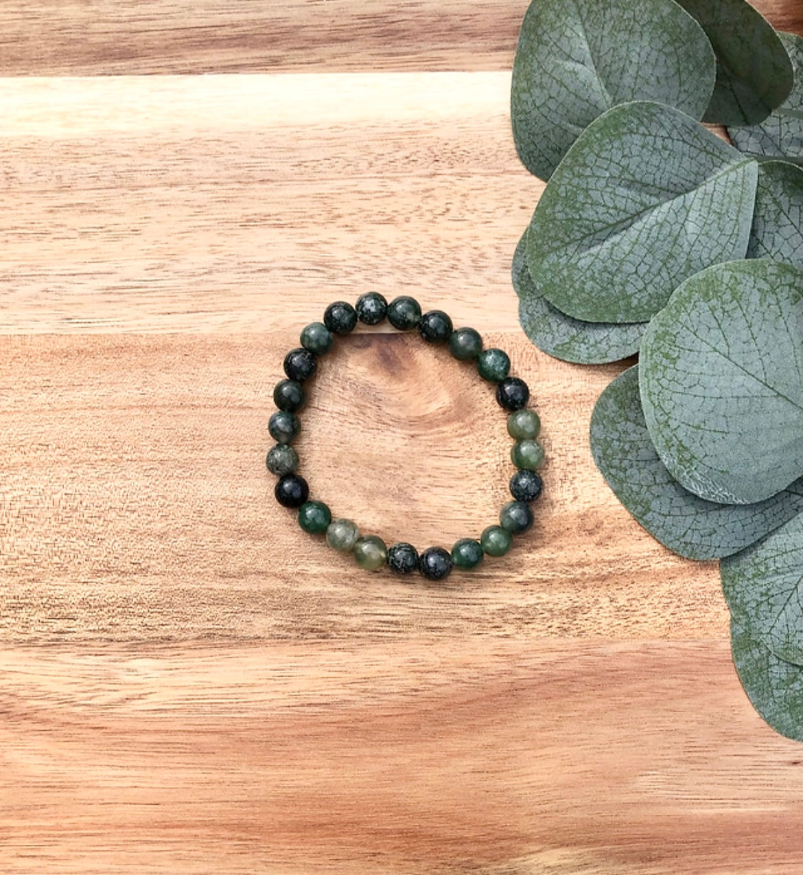 Women's natural moss agate bracelet