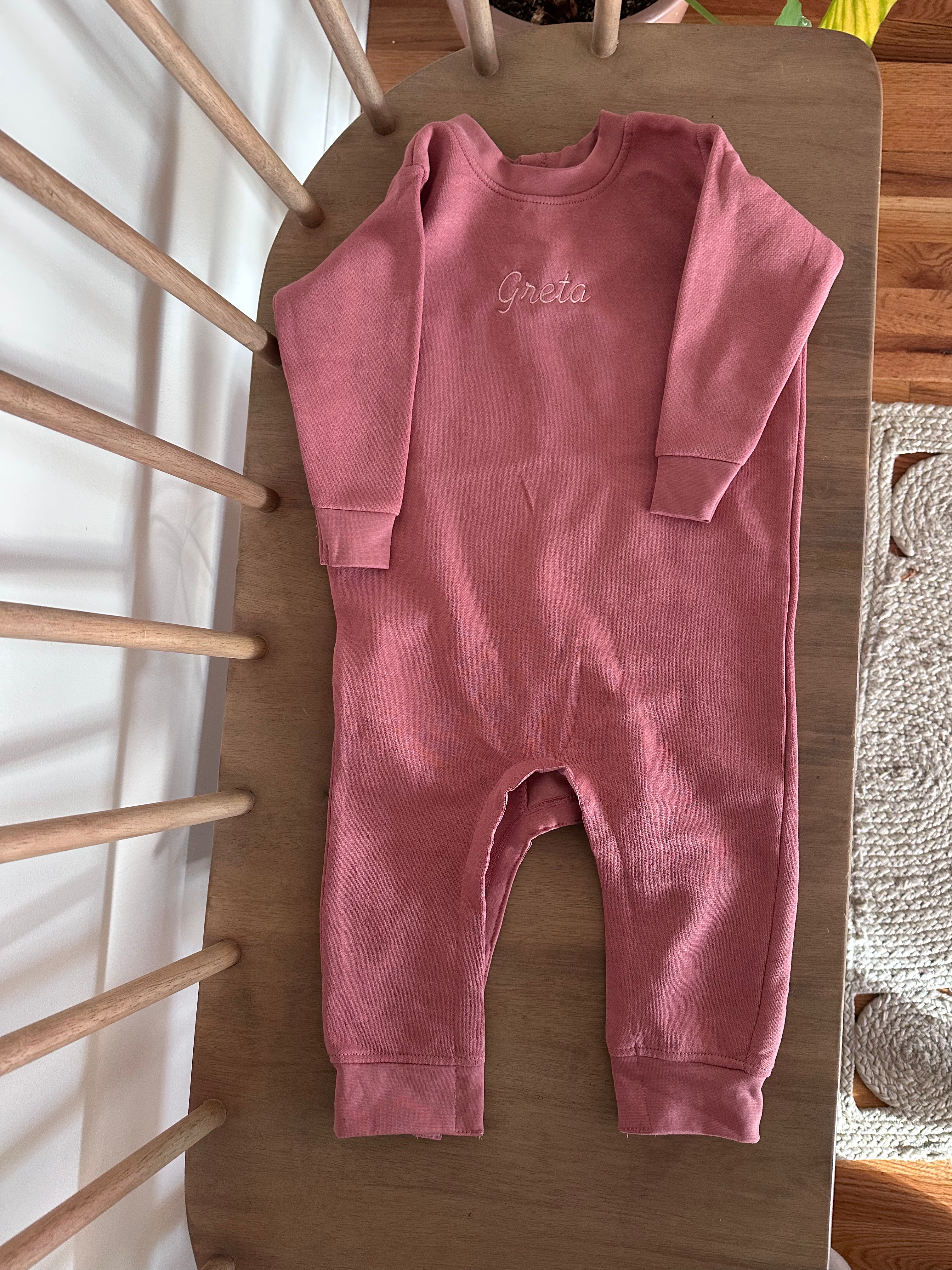Baby - Tone-on-tone Monogrammed Fleece Romper