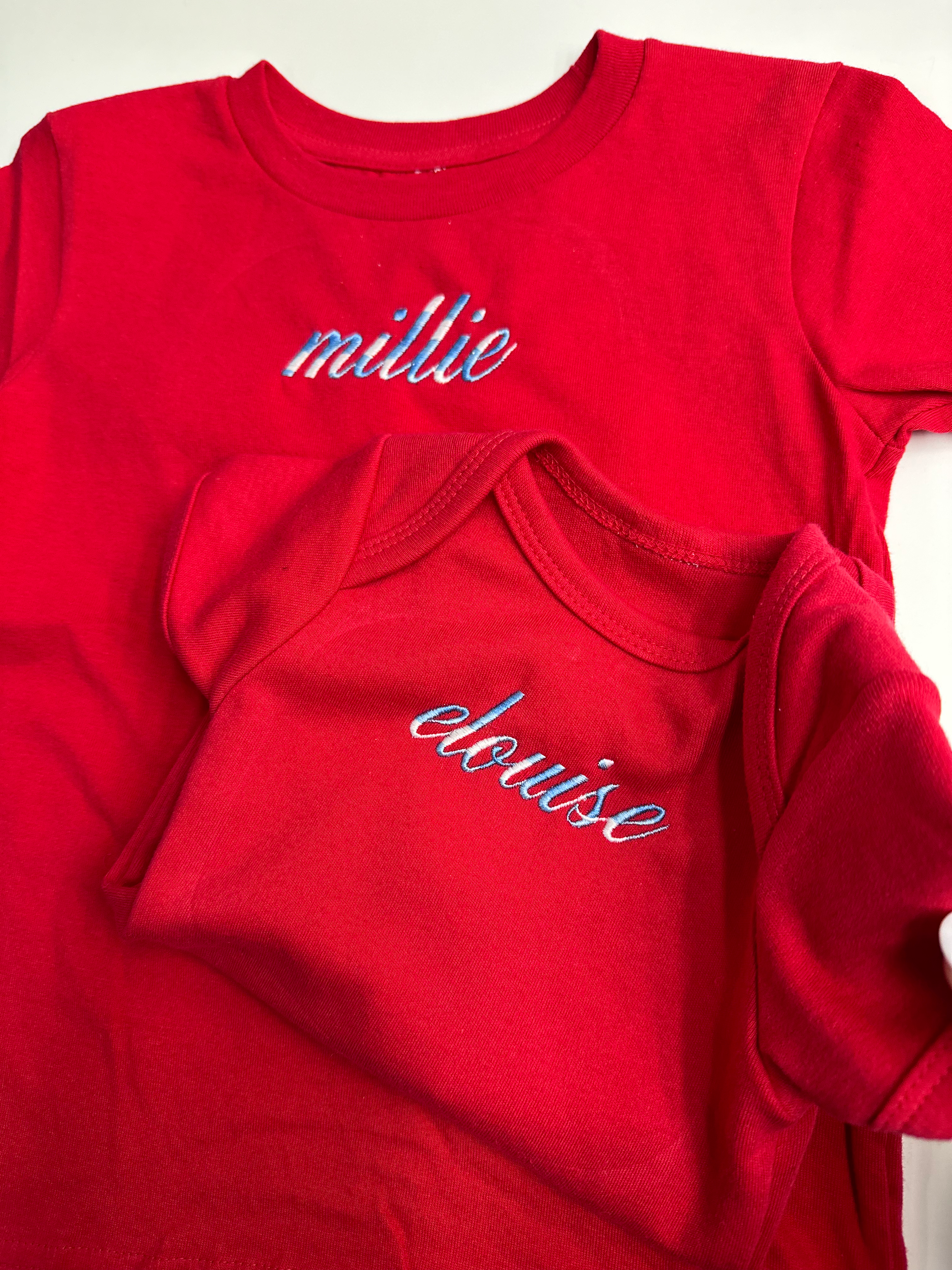 Red White + Blue Minimalist Monogram Tee - Youth, Toddler + Baby