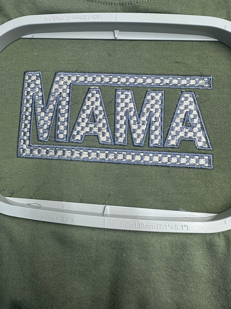 Thumbnail: Mama Checkered Crewneck with Monogrammed Sleeve Detail