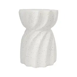 A sculptural white side table with a soft, twisted silhouette and subtle speckled texture. Perfect as an accent piece beside lounge seating or as a pedestal for floral arrangements and candles.
Quantity: 2
Rental Price: $50