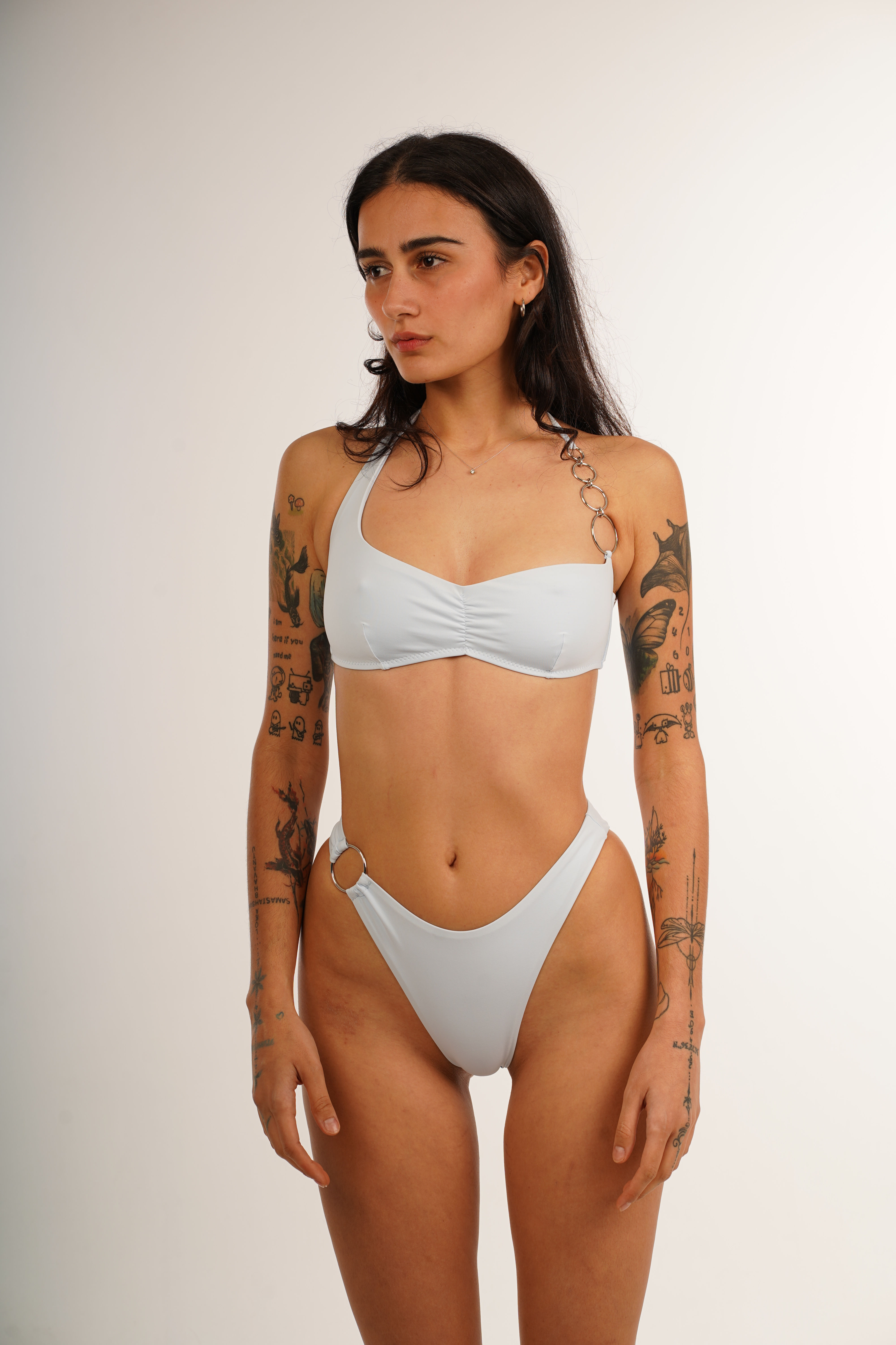 Silver Ring Top: Light Blue