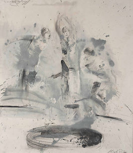 7 Tre Tuffatori — grafite e olio su carta applicata su alluminio (55x45) — 2021.jpg
