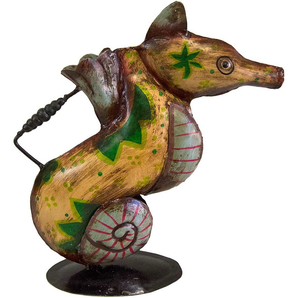 Coastal Style Whimsical Seahorse Metal Watering Can
