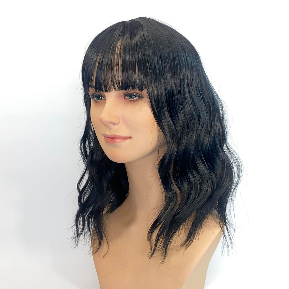 Black waved fringed hard front *