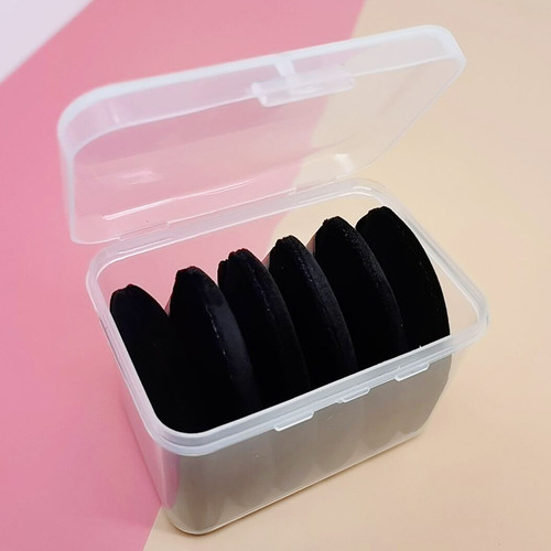 Triangle Powder puff box of 6 Sole Wig Works