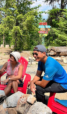 Guests enjoying the outdoors together at a Kootenay cabin vacation rental near Nelson BC